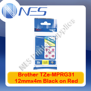 Brother Genuine TZe-MPRG31 12mmx4m Black on Red Gingham Laminated Tape